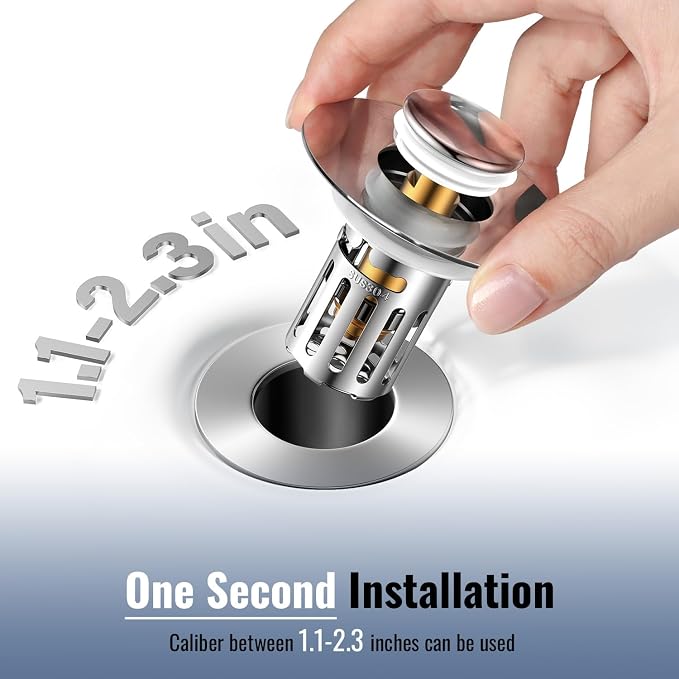 5-in-1 Bathroom Sink Stopper, Anti-Clog Strainer, Odor Blocking & One-Way Flow - Image 3