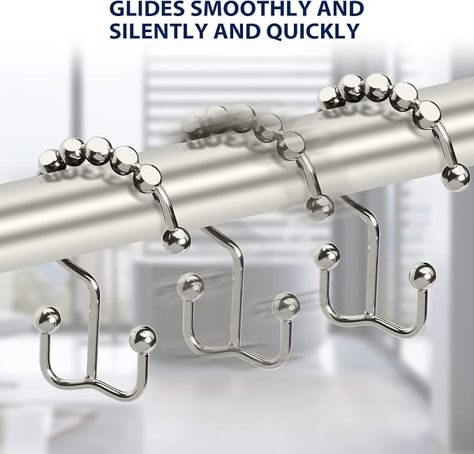 Gidse Shower Curtain Hooks, Sturdy Stainless Steel Double Sided Shower Hooks - Image 5