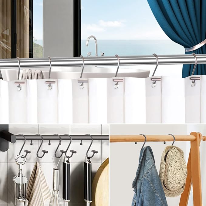 Gracelife Shower Curtain Hooks, T-Bar Decorative Hooks Hangers - Image 7