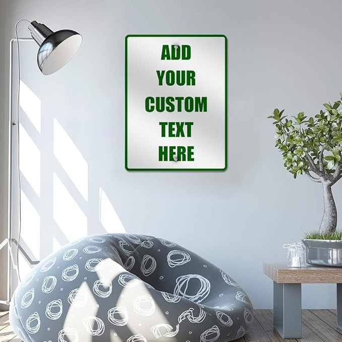 Aluminum Weatherproof Metal Sign Multiple Sizes Custom Personalized Text Here White Green Directions Vertical Street 18x24Inches