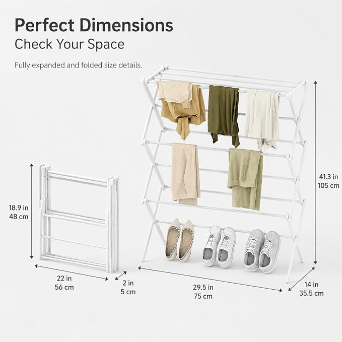Drying Racks 3 Tier Expandable Clothes Airer Collapsible Clothes Drying Rack - Image 4