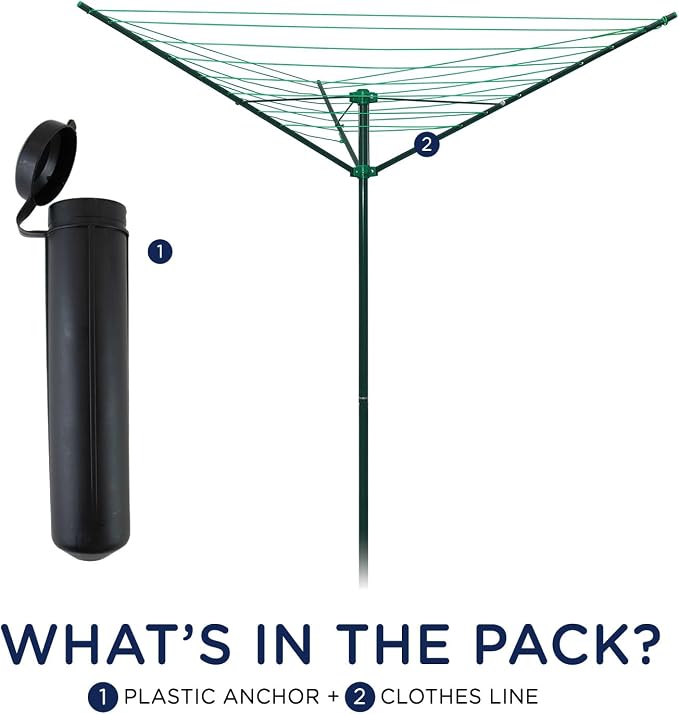 Strata 91 FT Outdoor Umbrella Clothesline - Image 2