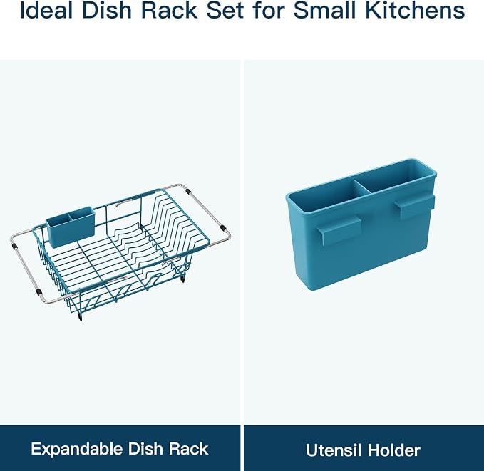 Blue Dish Drying Rack Over The Sink - Image 9