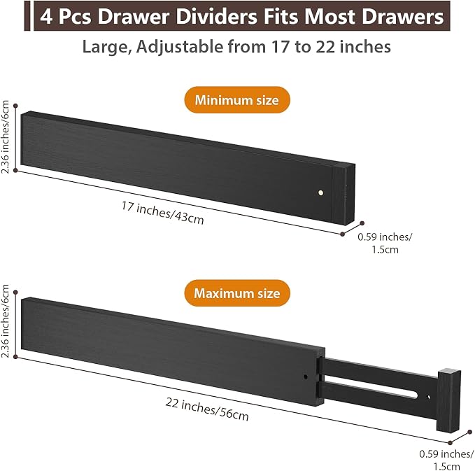4 PCS Drawer Divider, Expandable Separators - Image 2