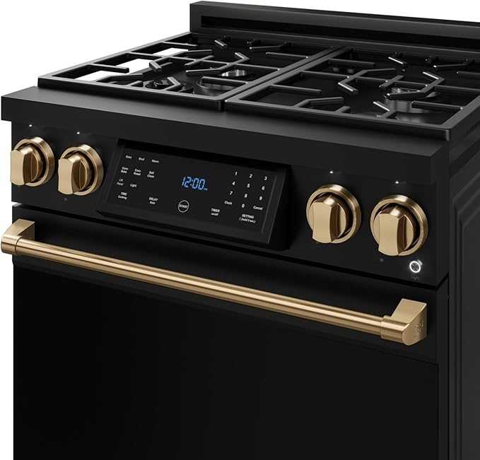 Gordon Ramsay by THOR Kitchen 30 Inch Professional Liquid Propane Range with Tilt Panel Touch Control in Black/Bronze