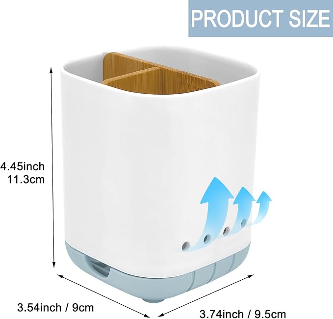 Toothbrush Holder with Bamboo Divider, Detachable - Image 6