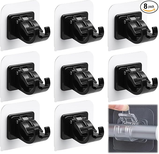 Curtain Rod Brackets No Drilling 8 Pack, Self Adhesive Hooks, Shower Rods & by Tendiren
