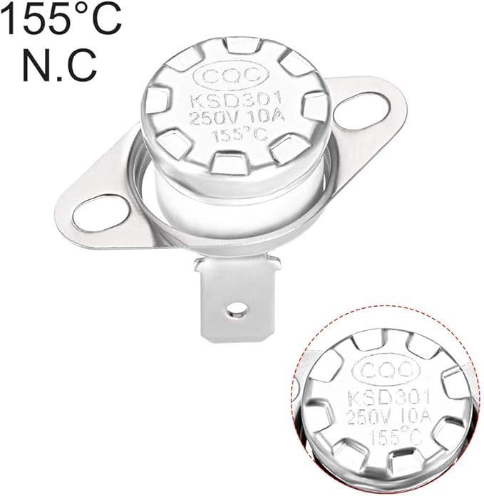 uxcell KSD301 Thermostat 155°C/311°F 10A Normally Closed N.C Adjust Snap Disc Temperature Switch for Microwaves,Oven,Coffee Maker 5pcs,Ceramic Material