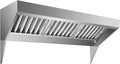 6FT Commercial Kitchen Exhaust Hood, Wall Mount Stainless Steel Vent Hood with Detachable u-Shaped Grease Filters, Rust-Resistant Restaurant Range Hood for Food Truck Cooking Sttion Concession Traile