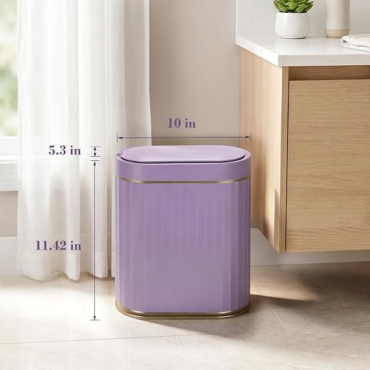 ELPHECO Bathroom Sensor Trash Can, 2 Gallon, Automatic Lid, Slim Plastic - Image 2