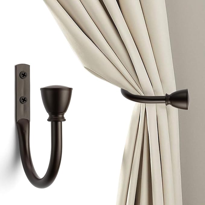 Farmhouse Curtain Holdbacks 2 Pack, Metal Curtain Side Holders - Image 2