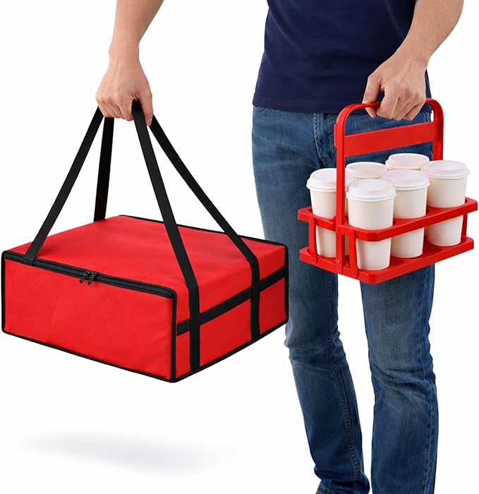 Bodaon Insulated Bag-Pizza Bags for Delivery & Plastic Portable Drink Carrier，20"x 20"x 6" Doordash Warmer/Hot Food BCarrier Box，Termicas/Warming/Heat Carrying out Insulation Large Bag, Keeping Cooler