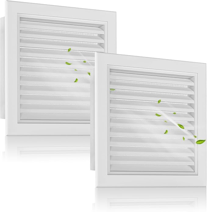 2-Pack 12" x 12" Premium Aluminum Gable Vents with Screen, Paintable Design -Ideal for Attic and Shed Ventilation, Vent Opening: 10"x10"