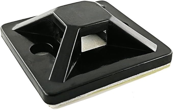 HS Zip Tie Mounts 3/4 Inch Self Adhesive with Screw Hole Cable Wire Tie Mounting Base Holder (100 Pack) Squares,Black