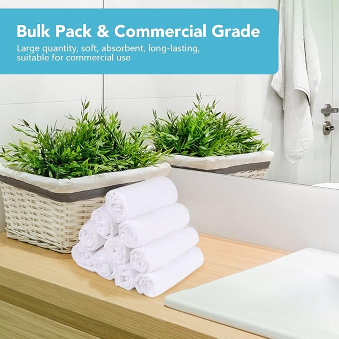 Orighty Washcloths Bulk, 200 Pack Microfiber Face Towels, 12x12 Inch White - Image 7