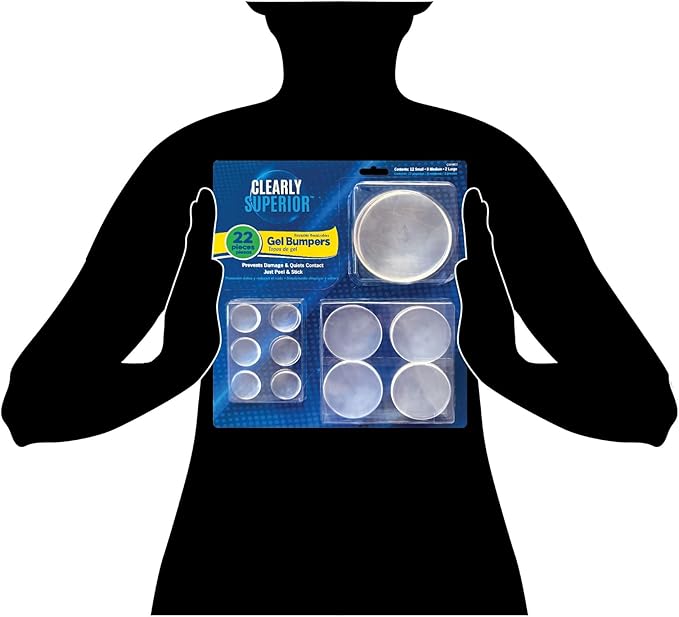 Round Bumpers Variety Pack 22 Pieces – Polymer Gel Bumpers for Furniture, Walls and Cabinets - Protects Walls from Damage - Includes Small, Medium and Large Bumpers