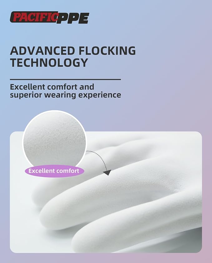 PACIFIC PPE 2 Pairs Dishwashing Gloves, Cotton Flocked Liner, Large | - Image 3