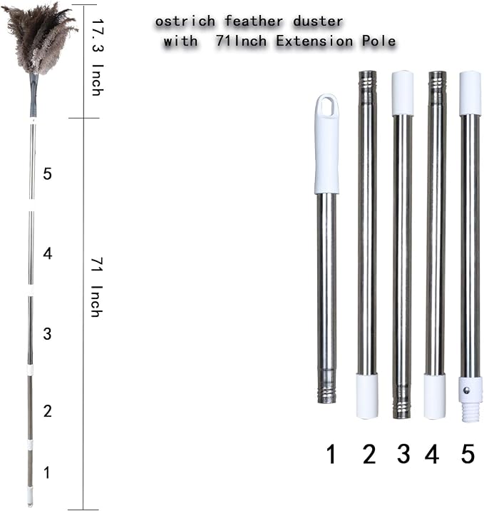 Midoneat Gray Ostrich Feather Duster - Image 2