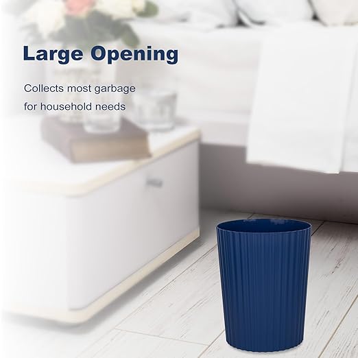 Small Bathroom Trash Can Plastic Wastebasket Garbage Can Navy Blue 2 Pack | - Image 6