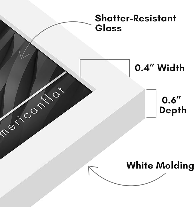 Americanflat 4x4 Picture Frame with Shatter-Resistant Glass - Streamline Collection - Thin Border Square Frame for Tabletop and Wall Display - Hanging Hardware and Easel Stand Included - White