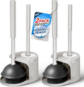 FORASTO 2Pack 2 in 1 Toilet Plunger and Brush Set, Extended Handle Plunger by FORASTO