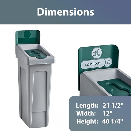 23 Gallon Compost Bin with Hinged Lid – Commercial Organic Waste Container with Liner Cinches and Venting – Green Waste Station for Cafeterias, Offices, and Kitchens