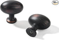 khtumeware 10 Pack 1-3/8 inch(35mm) Oil Rubbed Bronze Cabinet Knobs Dresser Knobs Oval Drawer Knobs Kitchen Cabinet Hardware Zinc Knobs for Dresser Drawers