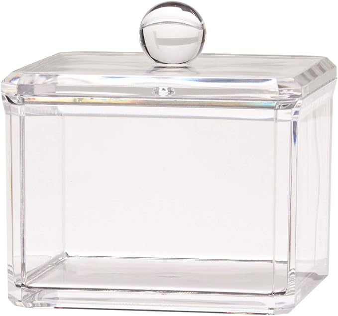 Square Acrylic Cotton Ball Pads Gauze Swab Holder Organizer Q-tip Dispenser by KWCollection