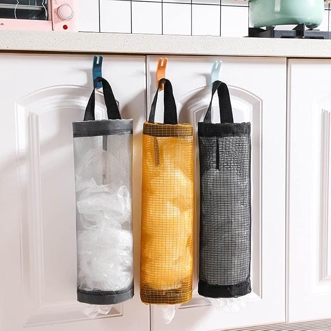 Plastic Bag Holder, Mesh Grocery Bag Holder Hanging Storage Bag Dispenser - Image 8