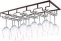 MOCOUM Wine Glasses Rack Under Cabinet Stemware Rack, Wine Glass Hanger Rack Wire Wine Glass Holder Storage Hanger for Cabinet Kitchen Bar (Brown, 5 Rows 1 Pack)