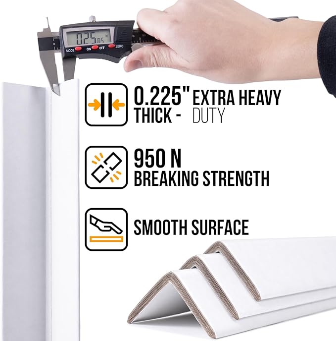 48" x 2" x 2" Reinforced Cardboard Edge Protectors, White (Pack of 100) – 0.225" Thick Extra Heavy-Duty Cardboard Corner Protectors – American Quality V-Board Pallet Edge Guard