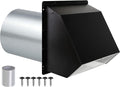 5 inch dryer Vent Cover Exterior Wall Vent Hood Outlet Airflow Vent Dryer exhaust vent with Screen and Damper,Outdoor Dryer Vent Cover cap for Range Hood/Kitchen Air Ventilation,Galvanized Steel,Black
