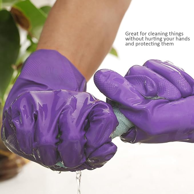 Alimat PluS Kitchen Gloves Latex Free, Cotton Flock Liner, 4 Pairs | Reusable - Image 5