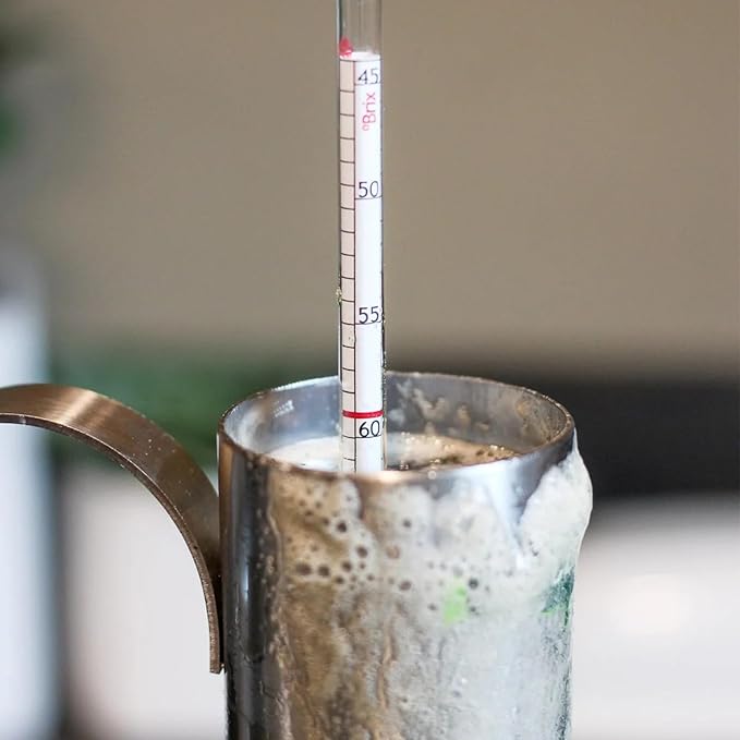 Maple Syrup Hydrometer Test Cup Kit - Maple Syrup Density Kit, Baume and Brix Scale, Stainless Steel Maple Syrup Kit with Cleaning Brush - Calibrated to Create Pure Maple Syrup