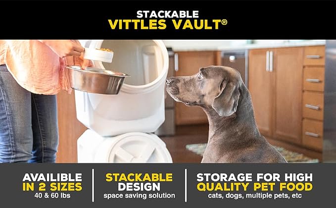 Vittles Vault Traditional Dog and Cat Food Container + Scoop, 60lbs | BPA Free - Image 13
