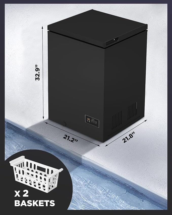 ADT Chest Freezer Free-Standing Top Door Freezers 6.8℉ to -4℉ (3.5 Cubic Feet, CBlack)