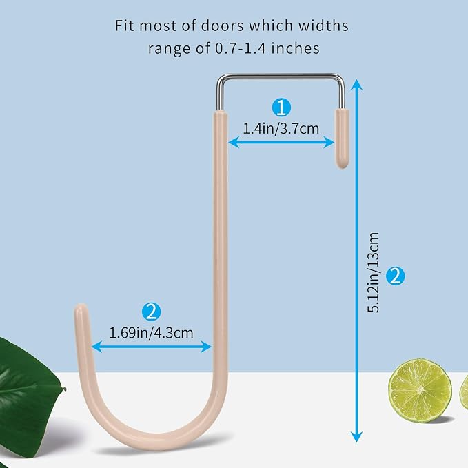 FYY Over the Door Hooks, Single-Hanger 4 Pack, Fits Doors 1 3/8" Nude | Heavy - Image 2