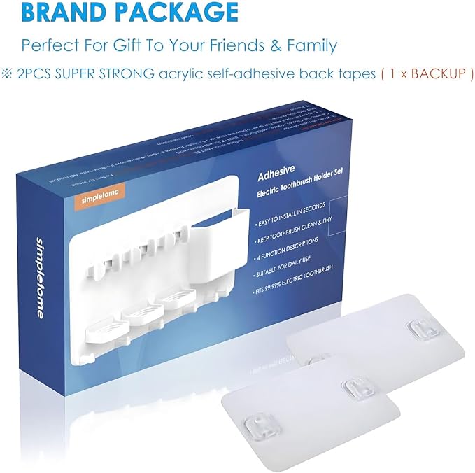 simpletome Adhesive Electric Toothbrush Holder Wall Mounted | no drilling - Image 6