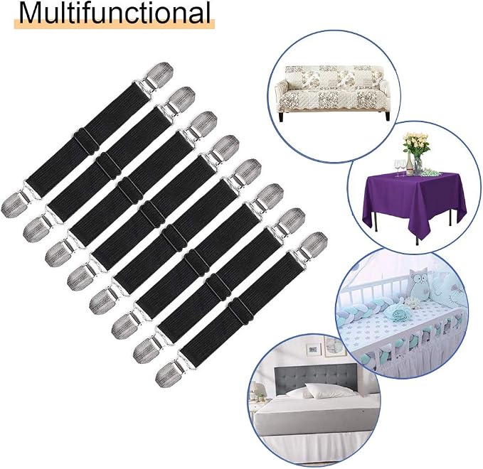 Adjustable Bed Sheet Straps Clips, Elastic Mattress Sheet Fasteners Holder and - Image 6
