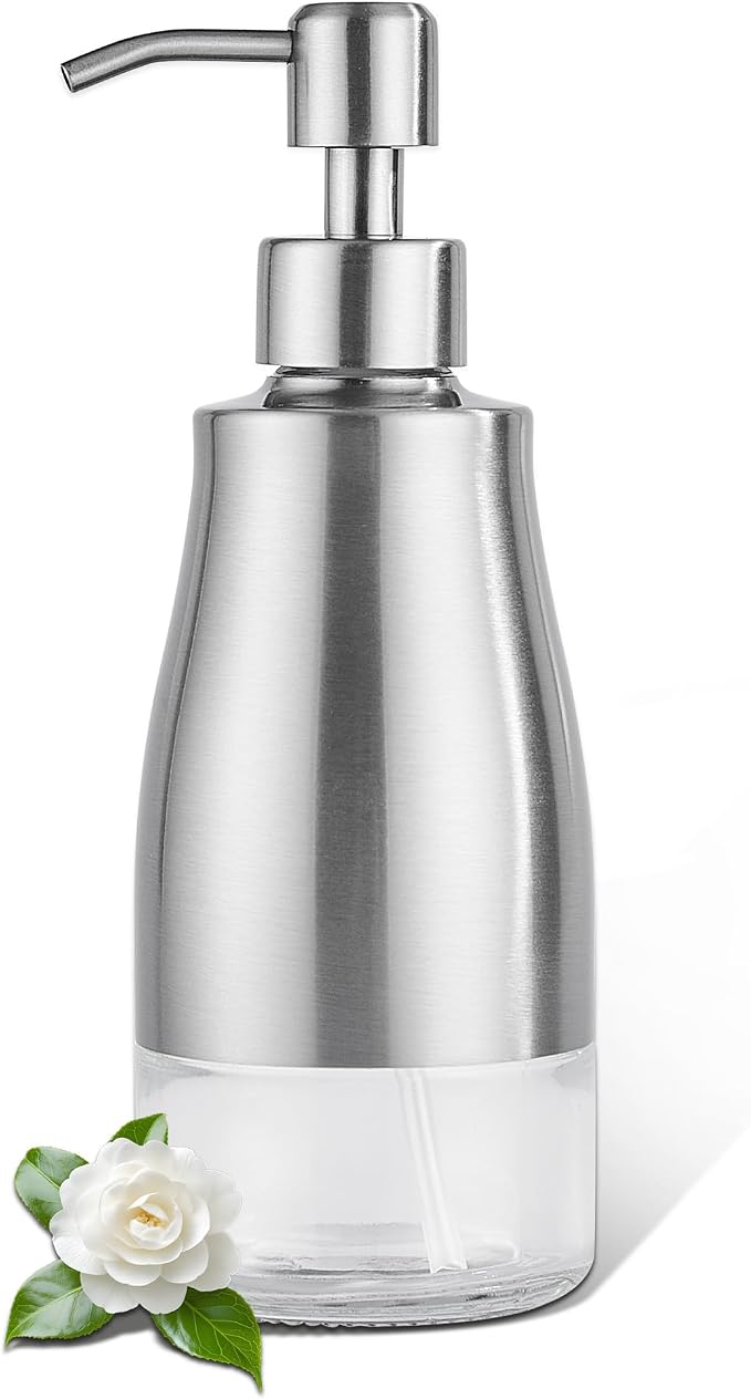 Stainless Steel Dish Soap Dispenser, 11oz/320ml Silver | Rust-Resistant Brushed by modunfulbathroom