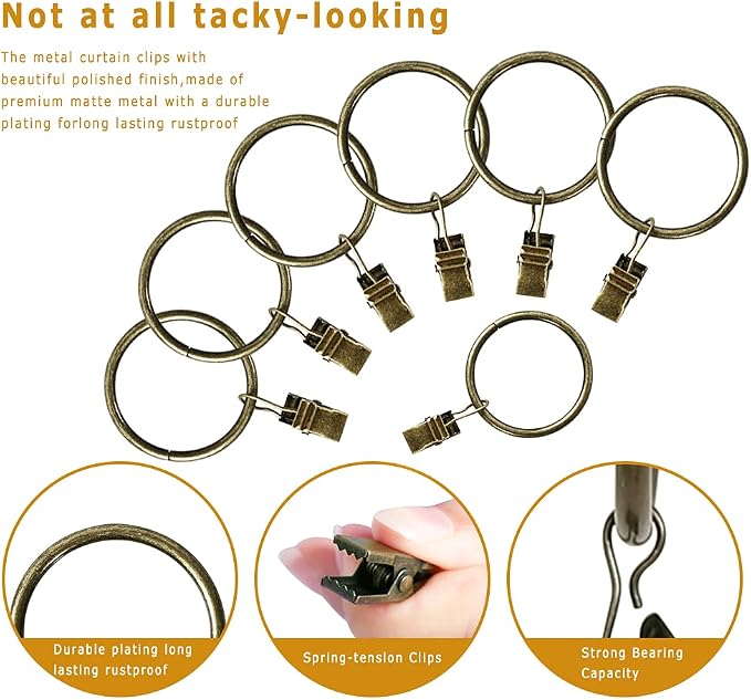 Lansian 44 Pack Curtain Rings - Image 2