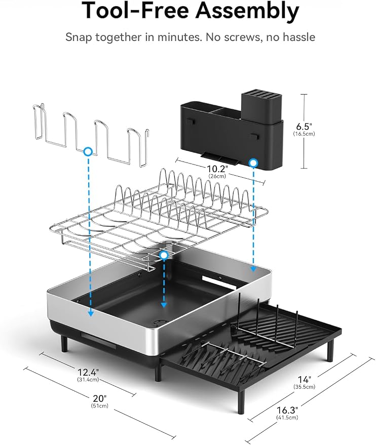 SUNLY Large Dish Drying Rack, Expandable Dish Rack - Image 2