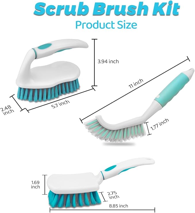 3 Pack Scrub Brush Set, Heavy-Duty Scrub Brushes - Image 2