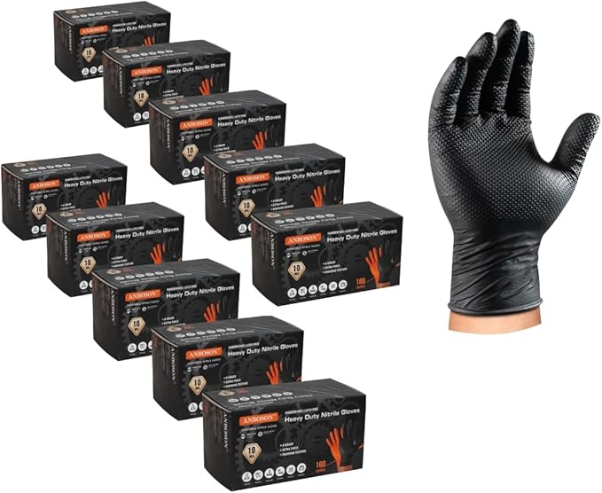ANBOSON 10 Mil Heavy Duty Diamond Texture Nitrile Gloves, 1000 Ct by WELCOMEANBOSON