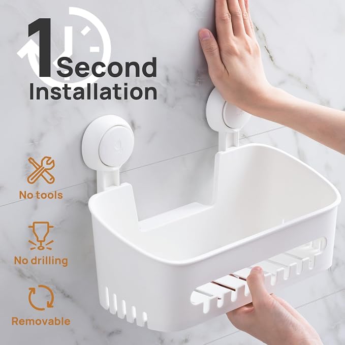 LEVERLOC Shower Caddy Suction Cup, Shower Organizer Bathroom Shelf - Image 2