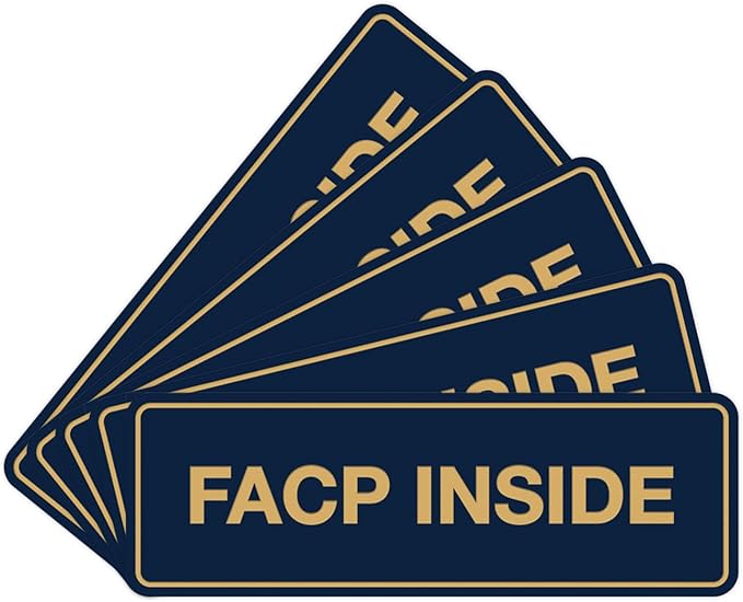 Signs ByLITA Standard FACP Inside Sign | Fire Safety Signage (Navy Blue/Gold) - Small 5 Pack