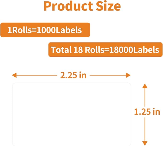MFLABEL 2-1/4 x 1-1/4 Inch Direct Thermal Perforated Shipping Label, 2.25x1.25 inch Direct Thermal Labels for Barcodes Address，Perforated Shipping Labels (18 Rolls, 1000/Roll)