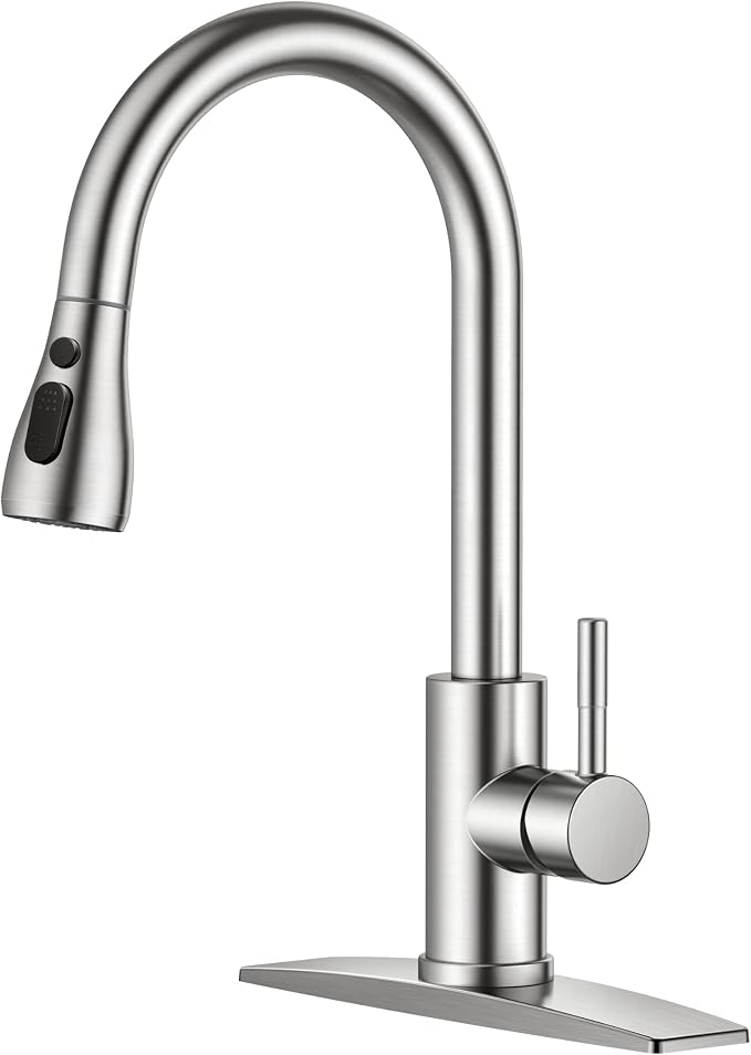 FORIOUS Kitchen Faucets Pull Down Sprayer, Stainless Steel, Brushed Nickel | by FORIOUS