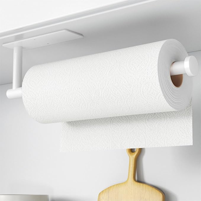 Paper Towel Holder, Self-Adhesive or Drilling， White, 1 Pack by niffgaff