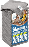 DAN RIVER 24-Pack Gray Microfiber Towels – Ultra Absorbent, Lint-Free & by DanRiver